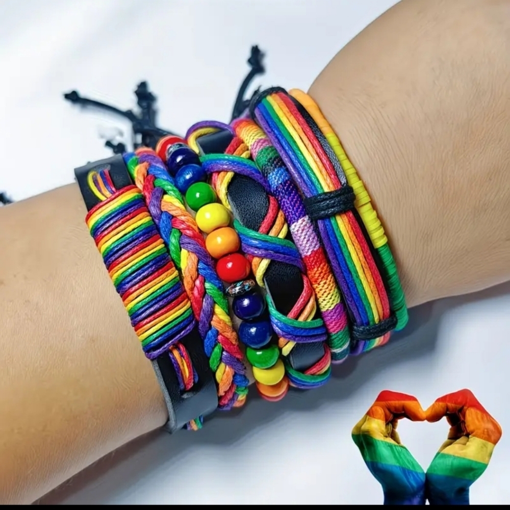 🆕️🏳️🌈 8 PIECE COLOURFUL RAINBOW BRACELET SET 🏳️🌈
